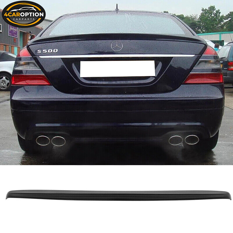 For 2007-2013 Mercedes-Benz W221 Sedan Rear Trunk Spoiler Wing Unpainted Black