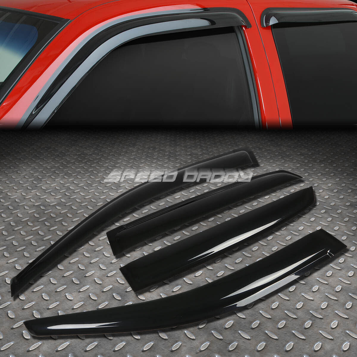 Smoked Dark Tinted Side Window Deflector Vent Guard Set