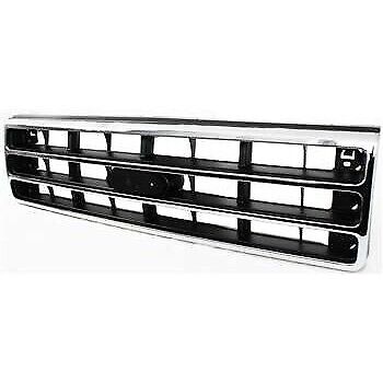 Front Bumper Grille Grill For 1989-1991 Ford F-150 F-250 Chrome & Silver
