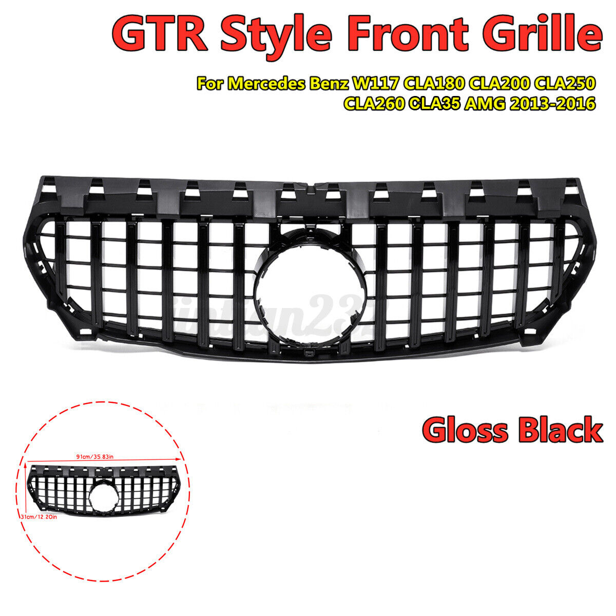 GT-R Style Front Grille Grill For 2013-2016 Benz W117 CLA200 CLA250 CLA35 AMG