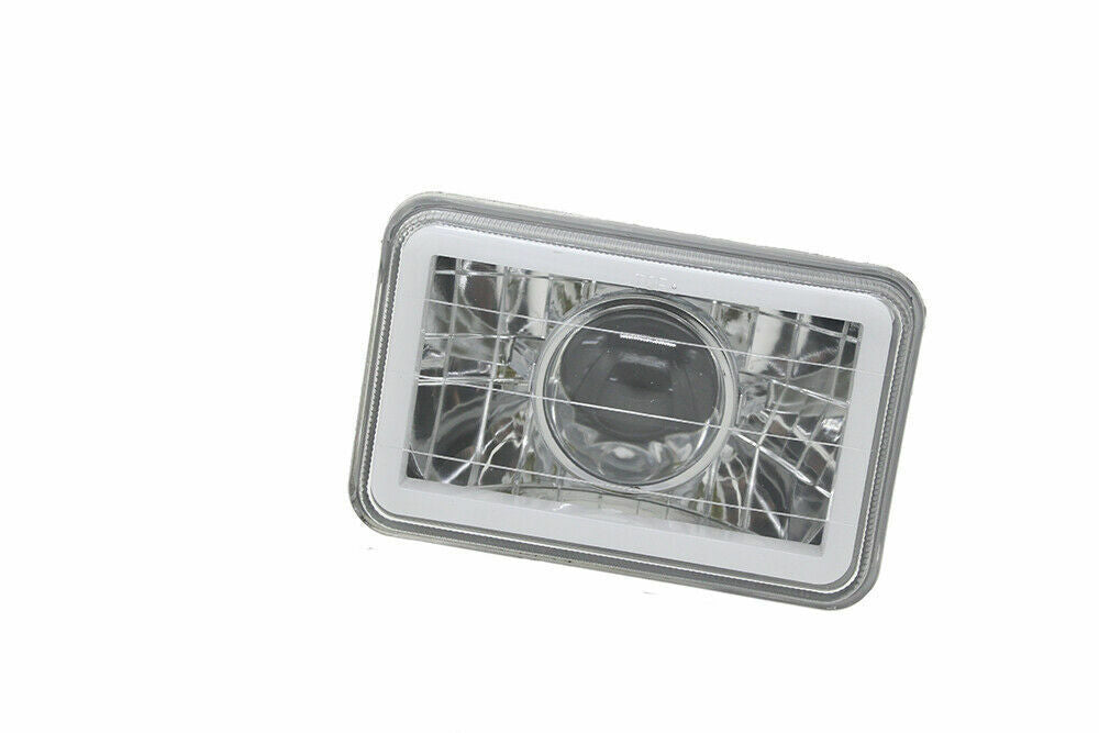 4x6"Yellow CCFL Halo Clear Lens Diamond Cut Sealed Beam Projector Headlight Pair