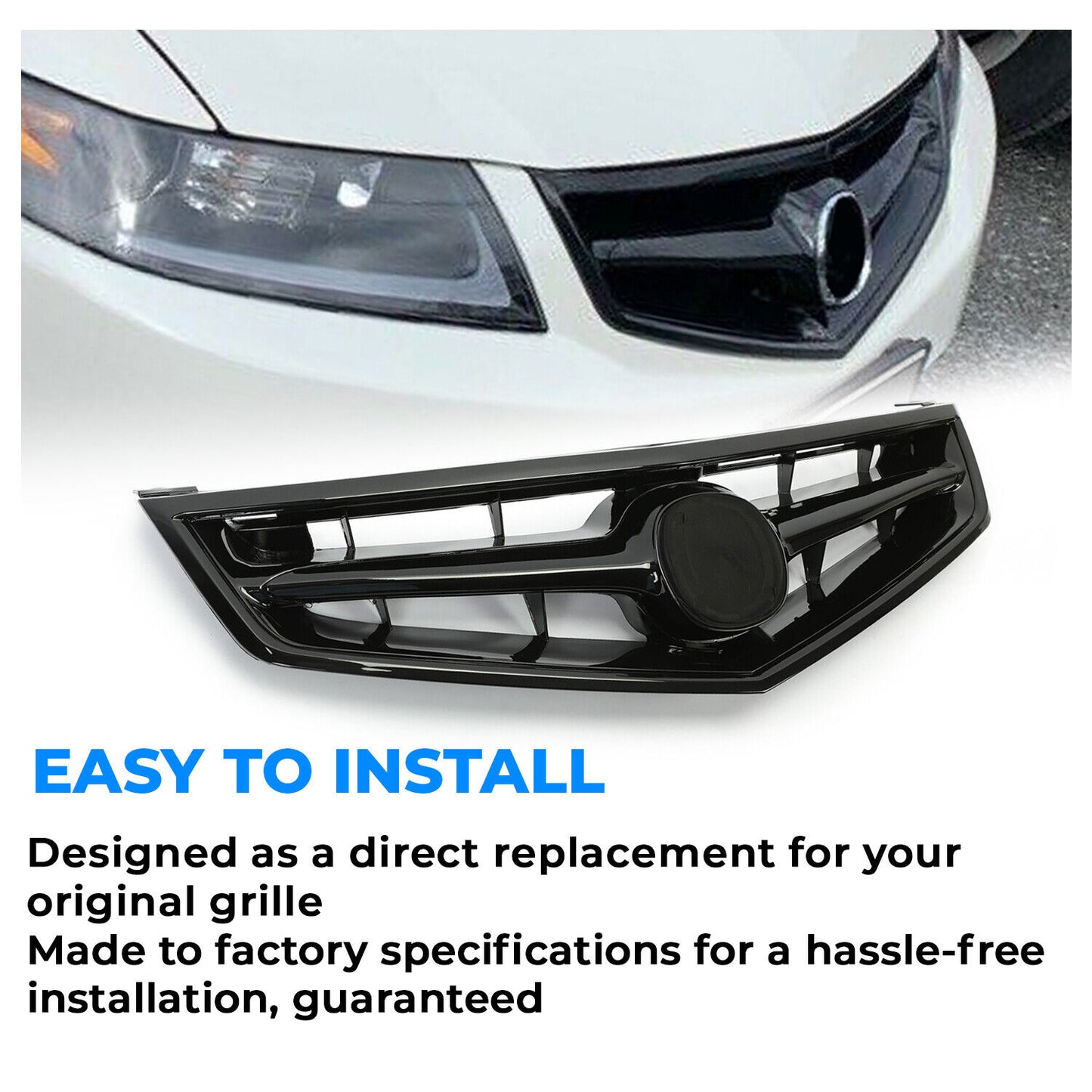 Front Grill Grille W/Black Molding FOR 2006-2008 Acura TSX Replace for AC1200112