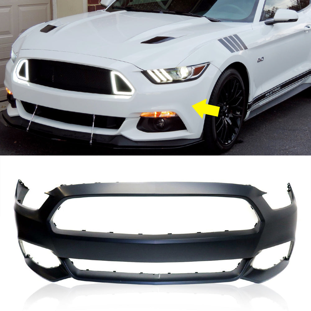 NEW Primed Front Bumper Cover Fascia for 2015-2017 Ford Mustang W/o Tow Hole