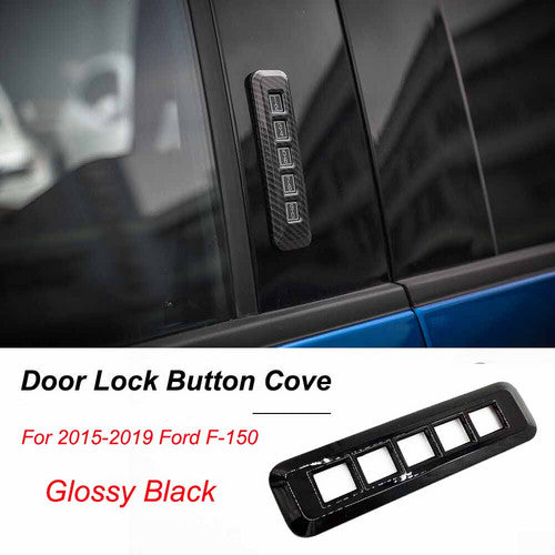 FOR 2015-2019 FORD F-150 GLOSSY BLACK DOOR PILLAR SMART KEY OUTER TRIM COVER KIT