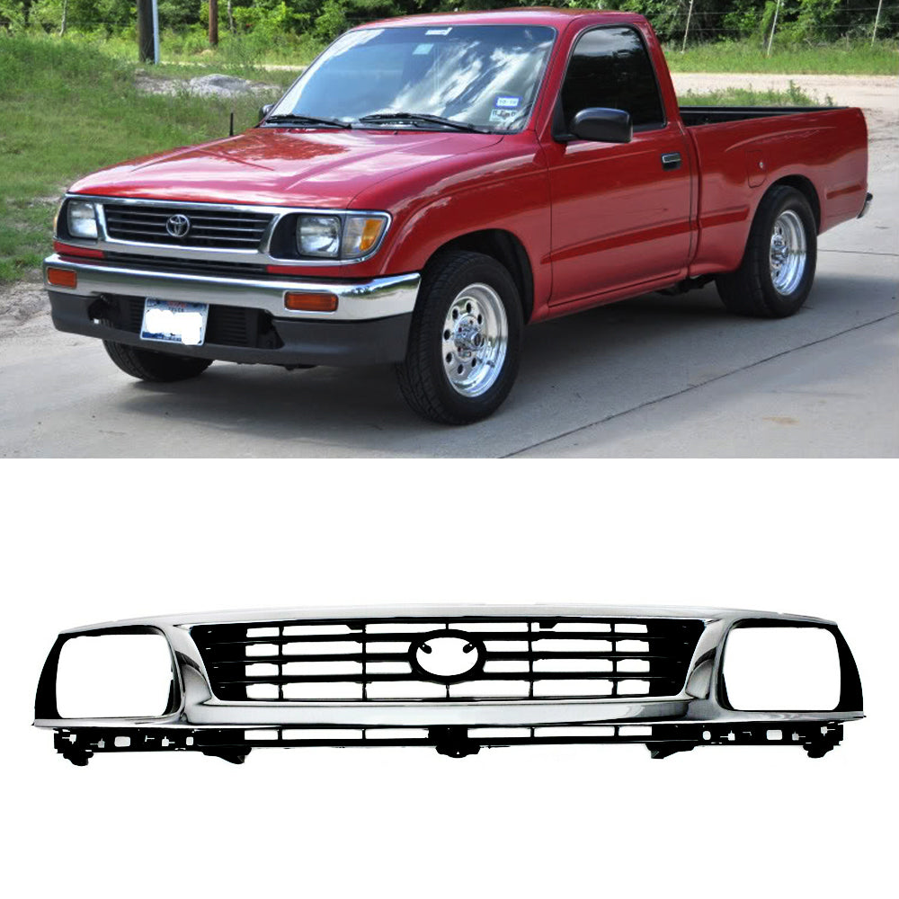 Front bumper Upper Grille Grill W/Chrome Trim For 1995 1996 Toyota Tacoma