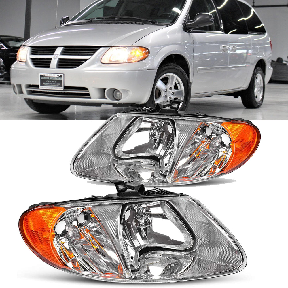 Halogen Headlight Set For 2001-2007 Dodge Grand Caravan w/ Bulb(s) Pair