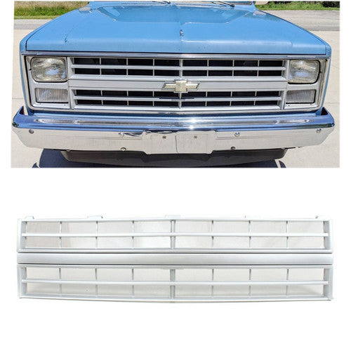 Front Bumper Silver Grille Assembly For 1985-1986 Chevrolet C10 C20 K10 K20 R30