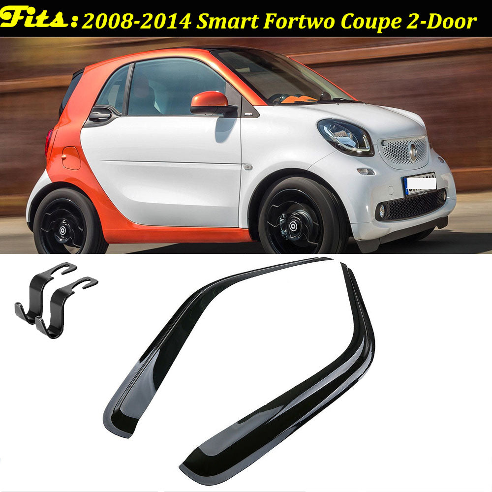 Fit 2008-2014 Smart FORTWO 2 Door Tape-on Deflector Window Visor Sun Guard 2pcs