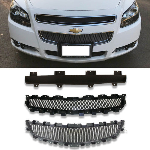 New Set of 3 Front bumper Grille Grill for Chevy Malibu 2008 2009 2010 2011 2012