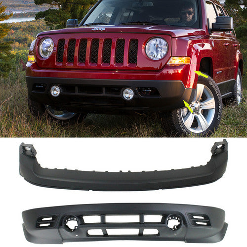 Bumper Cover Front Upper and Lower Set of 2 For 2011-2017 Jeep Patriot