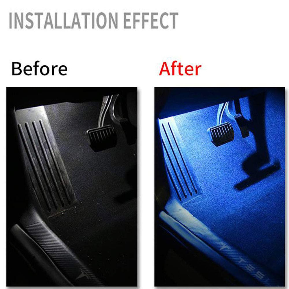 Blue LED Lamps Interior Door Trunk Glitter Lights For Tesla Model 3/S/X/Y 4PCS