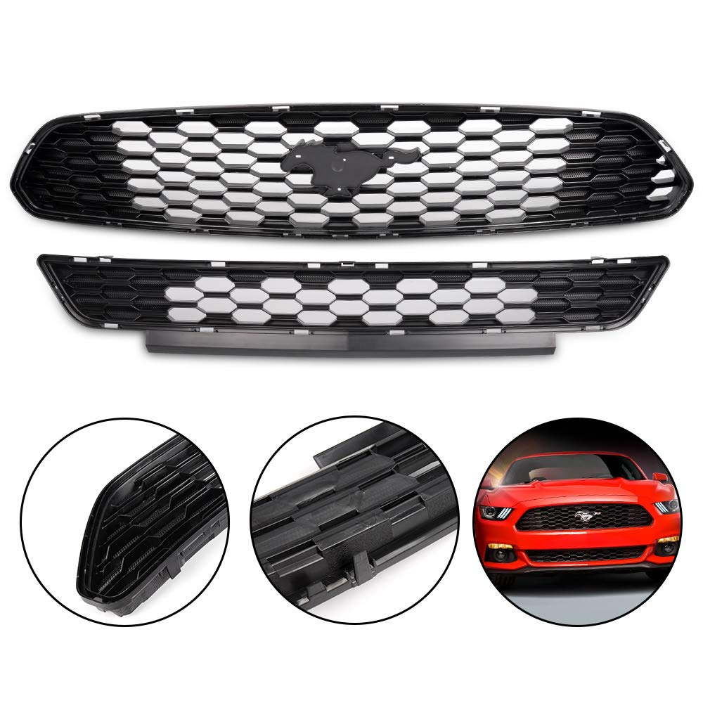 Upper & Lower Grille without Emblem Front Bumper FITS 2015-2017 Ford Mustang