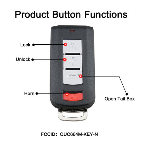 2PCS SMART KEY PROXIMITY REMOTE FOBS FOR 08-16 MITSUBISHI LANCER OUC644M-KEY-N