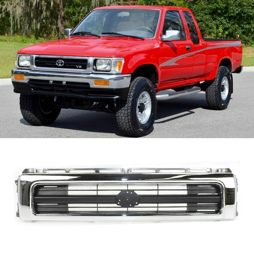 Front Bumper Center Grille For 1992 1993 1994 1995 Toyota Pickup Chrome&Black