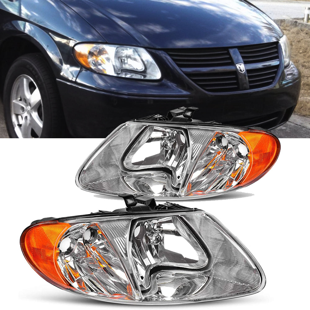 Halogen Headlight Set For 2001-2007 Dodge Grand Caravan w/ Bulb(s) Pair