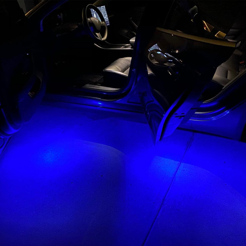 Blue LED Lamps Interior Door Trunk Glitter Lights For Tesla Model 3/S/X/Y 4PCS