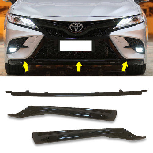3PCS For 2021 2022 TOYOTA Camry SE XSE Bumper Lower Grille Molding Trim Glossy