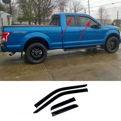 Window Visors Rain Deflector Guard For 2015 2016 2017 Ford F150 F-150 Super Cab