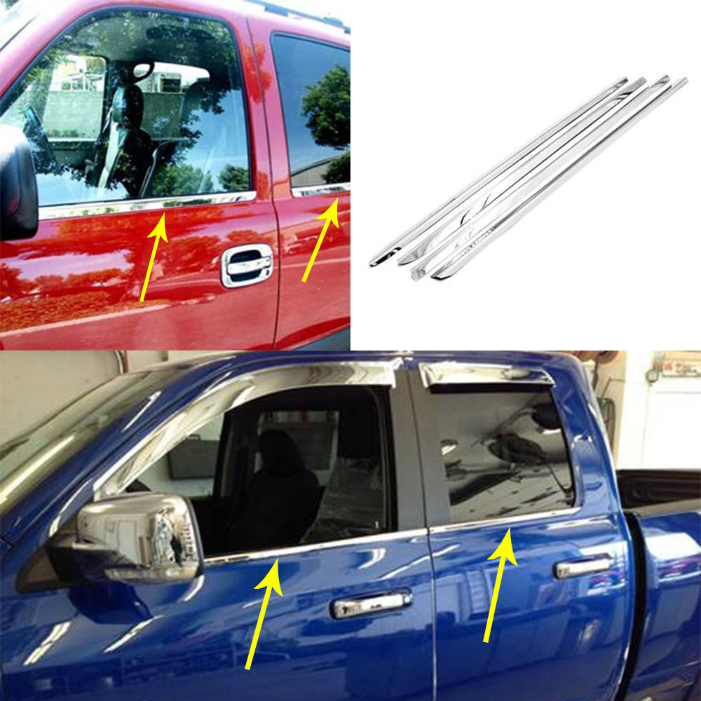 Fit 2010-2016 2017 Ram 2500/3500 Crew Cab Mega Cab Trims Window Sills Trims 4PCS