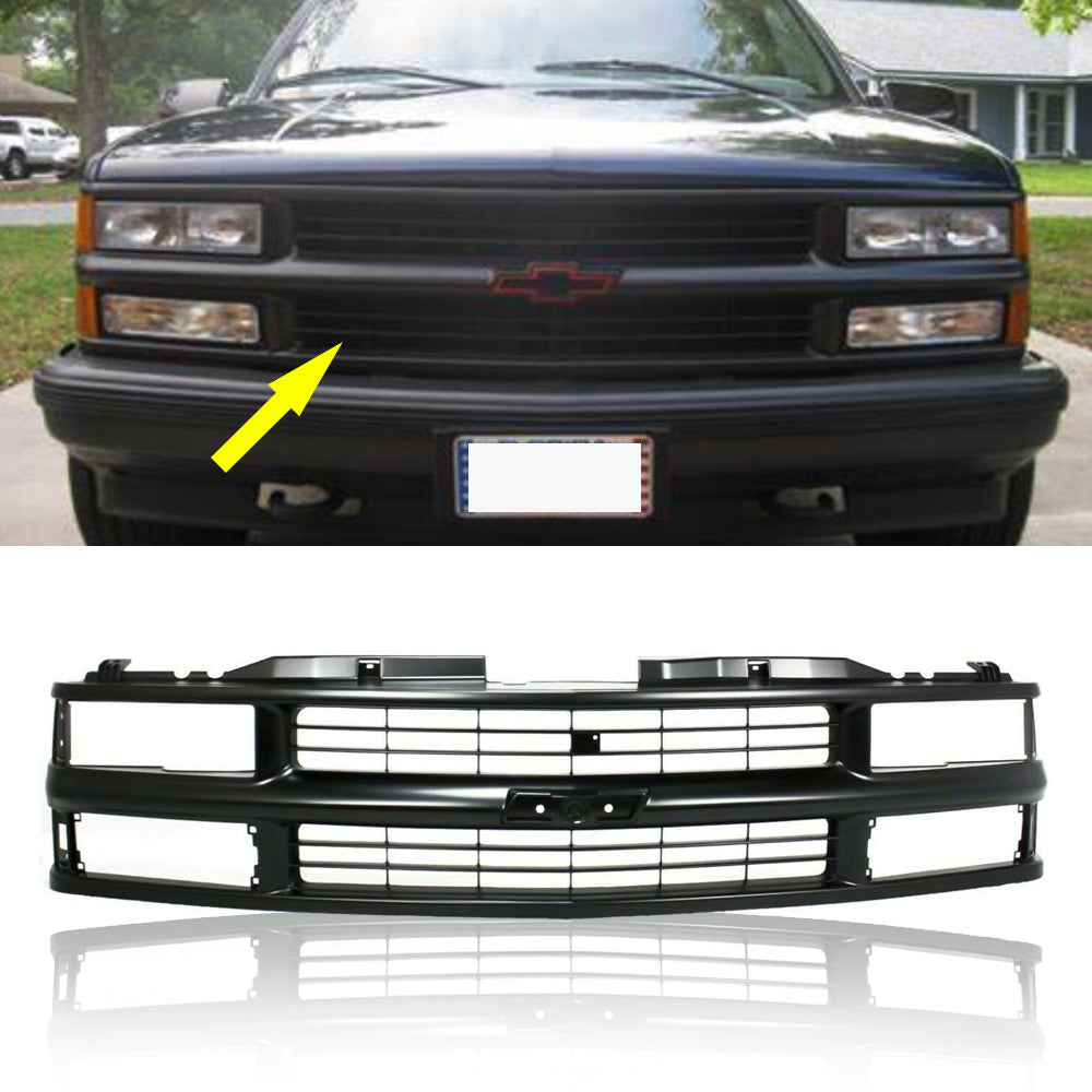 Front Bumper Grille Grill Assembly Black For 1994-1999 Chevrolet K1500 C1500