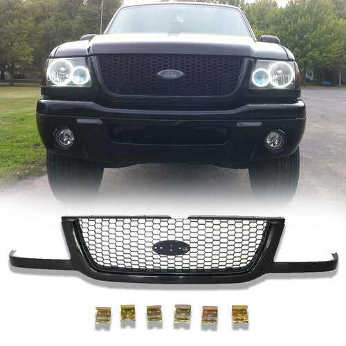 For 2001 2002 2003 Ford Ranger Front bumper Upper Grille Black Grill