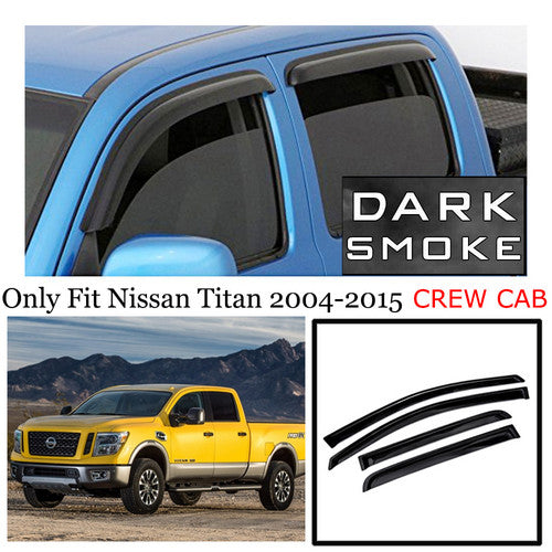 Fit 2004-2014 2015 Nissan Titan Crew Cab Window Visors Vent Rain Deflector