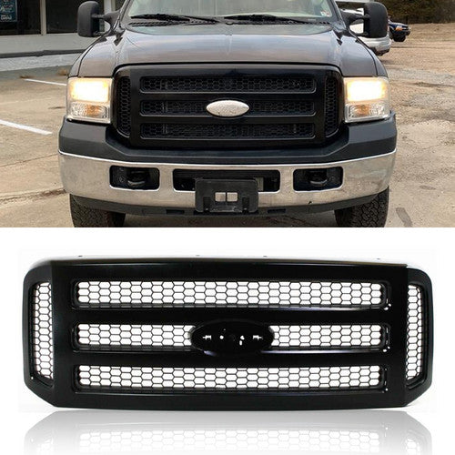 For 2005-2007 Ford F-250 F-350 F-450 F-550 Super Duty Front Bumper Grille Black