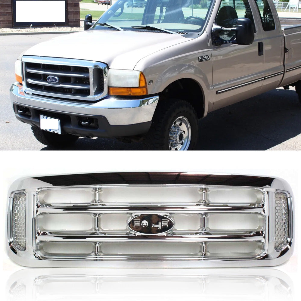 Chrome For 1999-2004 Ford F-250 F-350 F-450 Super Duty Front Bumper Grille