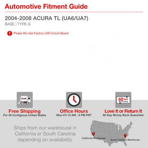 For 2004-2008 Acura TL TYPE-S STYLE UPGRADE Rear Brake Taillight Lamp JDM VTEC