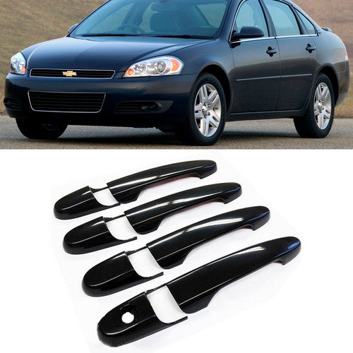 Fit 2006-2012 Chevrolet Impala+Cobalt Gloss Black Handle Covers Set of 4 Overlay