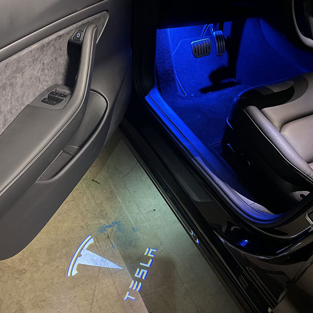 Blue LED Lamps Interior Door Trunk Glitter Lights For Tesla Model 3/S/X/Y 4PCS