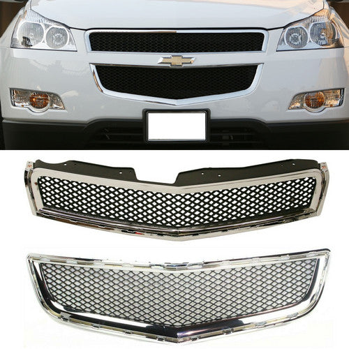 New Set of 2 Grille Grill Upper Chevy Chevrolet Traverse 2009-2012 Pair