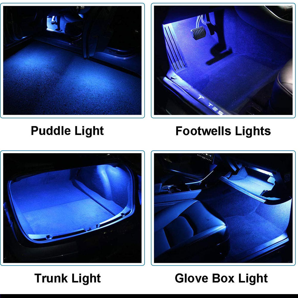 Blue LED Lamps Interior Door Trunk Glitter Lights For Tesla Model 3/S/X/Y 4PCS