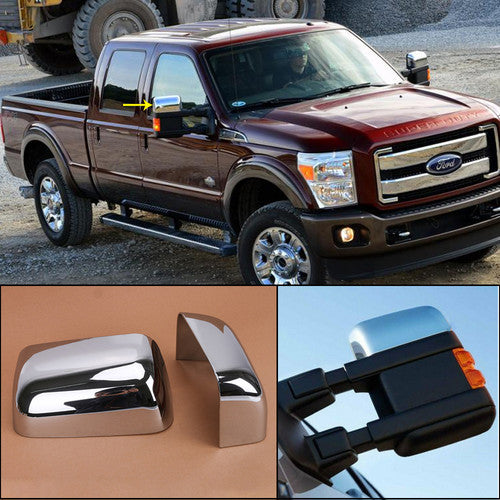 Fits 2008-2016 FORD Superduty F250 F350 F450 F550 Chrome Top Half Mirror Covers