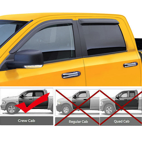 For 2009-2015 2016 2017 Dodge Ram 1500 Crew Cab Window Visor Vent Rain Deflector