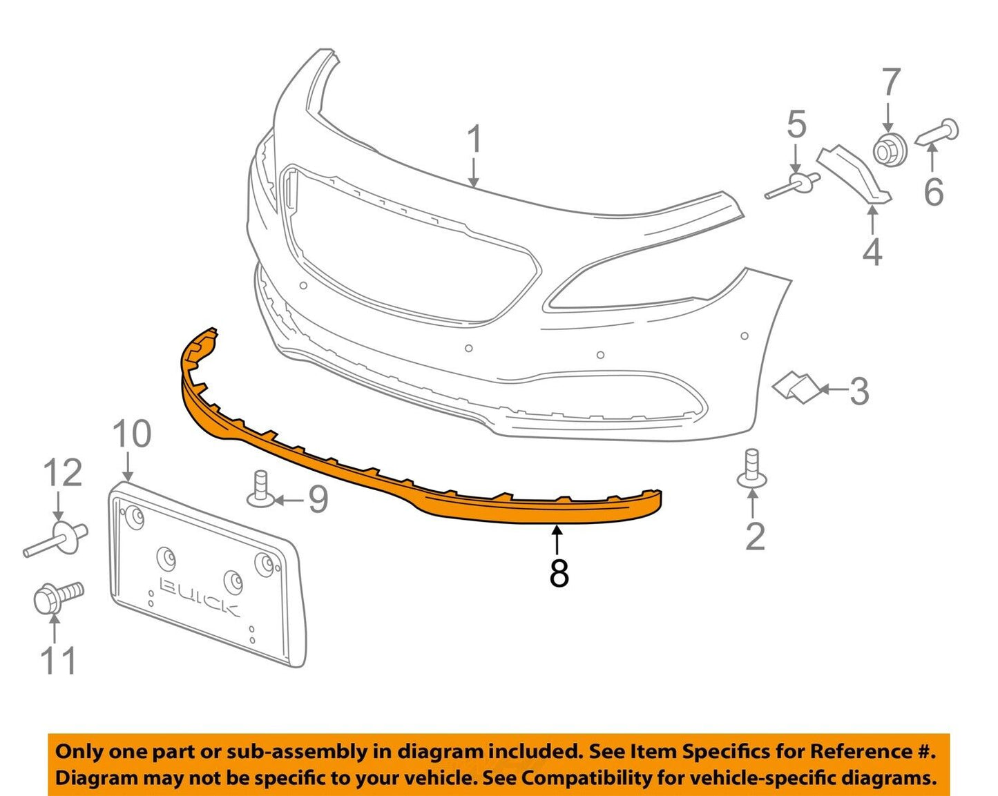 Bumper Grille Fascia Center Deflector For 2017 2018 Buick LaCrosse 90925672