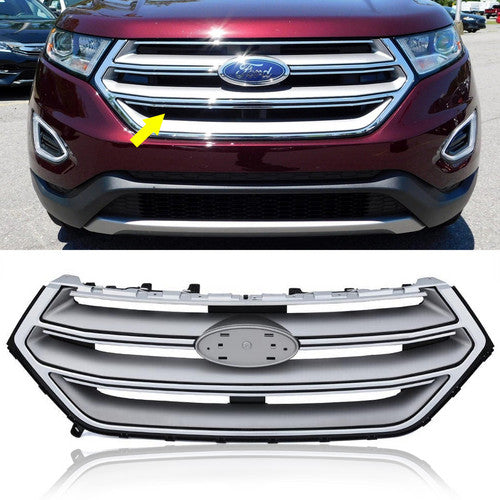 Fit For 2015-2018 2016 2017 Ford Edge Chrome Front Upper Bumper Grill Grille US