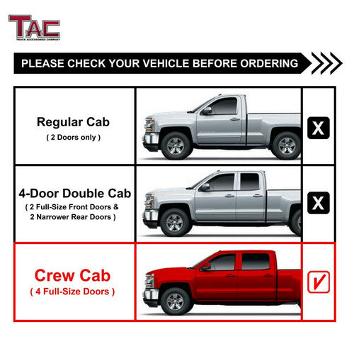Window Visor For 2019 2020 Sierra&Silverado 1500 Crew Cab Vent Rain Guards 5PC
