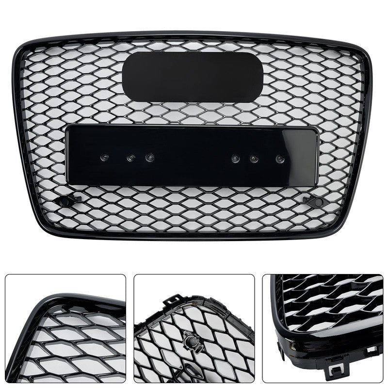 Front Bumper Grille Fit for AD Q7 2007-2015 Honeycomb Mesh Bumper Grille Gloss Black