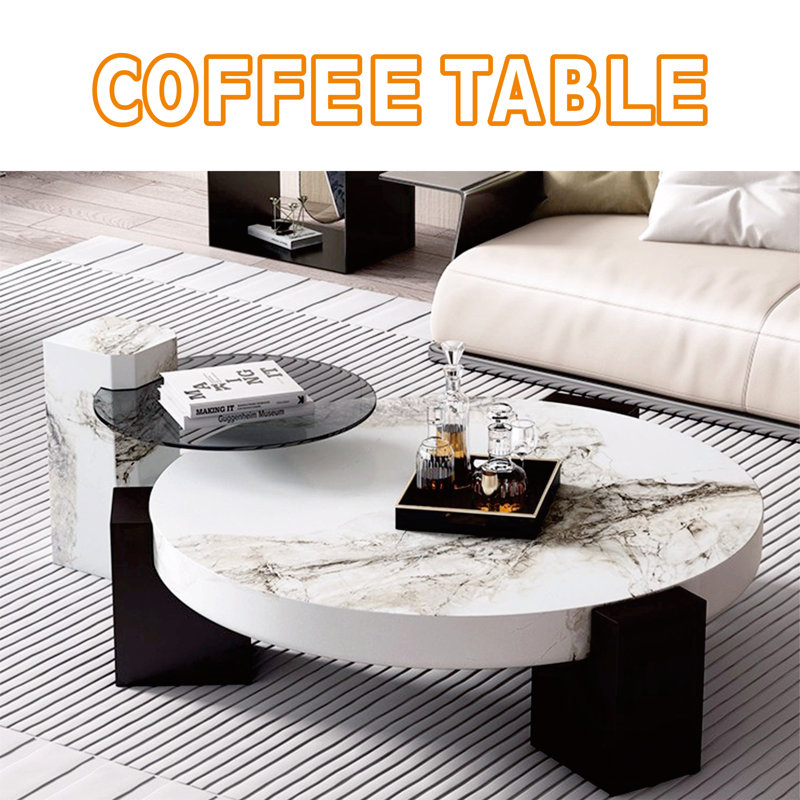 Marble Top Nesting Coffee Table 43.4inch Round Table