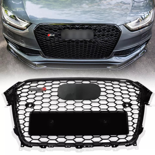 RS4 Style Mesh Front Bumper Grille For A4 S4 B8.5 2013-2016 Gloss Black