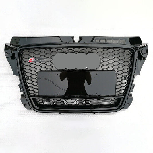 RS3 Style umper Grille Fit for 2013-2016 A3 S3 RS3 Front Bumper Mesh Honeycomb Grille