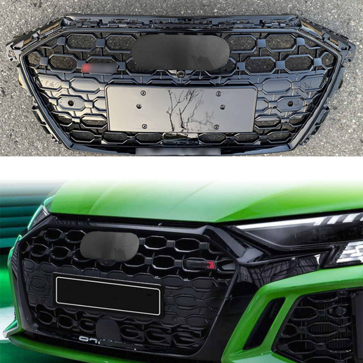 RS3 Style Black Honeycomb Front bumper Grille Fit for A3 S3 2021-2023