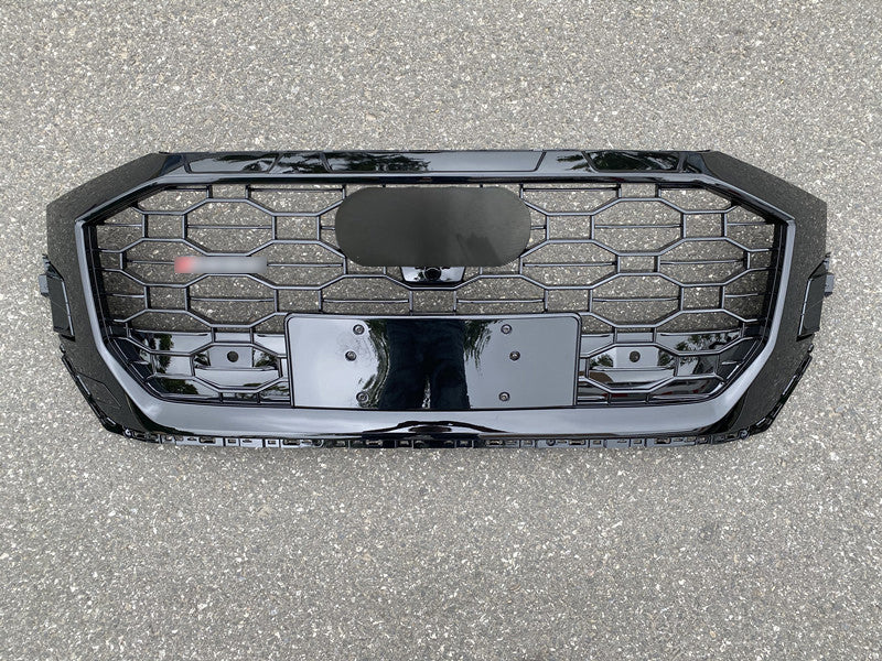 Front Bumper Grille Fit for AD Q8 SQ8 2020-2023 Mesh Honeycomb Bumper Grille Gloss Black