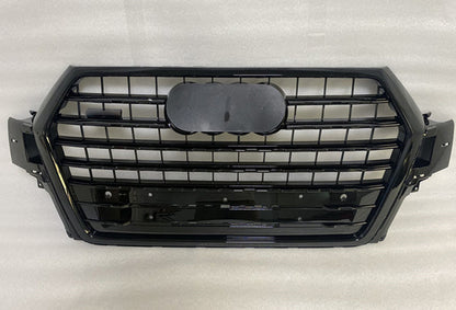 Front Bumper Grille Fit for 2017 2018 2019 Q7 RSQ7 Honeycomb Mesh Style Bumper Grille Gloss Black Mesh
