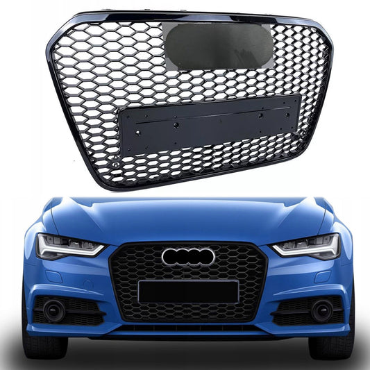 Bumper Grille Fit for A D A6 2016-2018 Honeycomb Grille with Gloss Black Body
