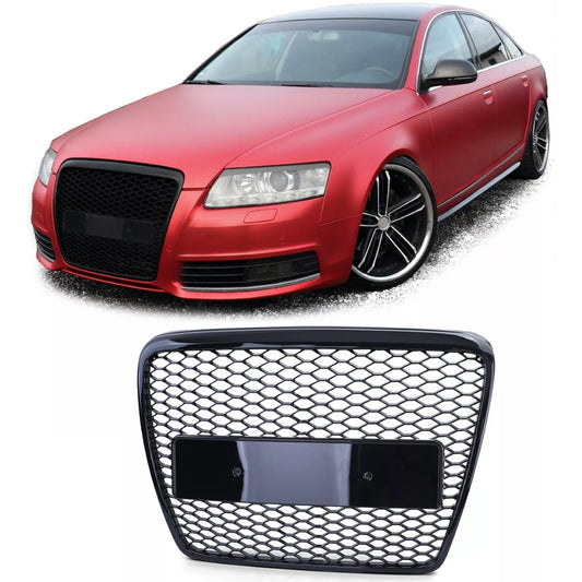 Bumper Grille Fit for A D A6 2005-2011 Honeycomb Grille with Gloss Black Body No Emblem