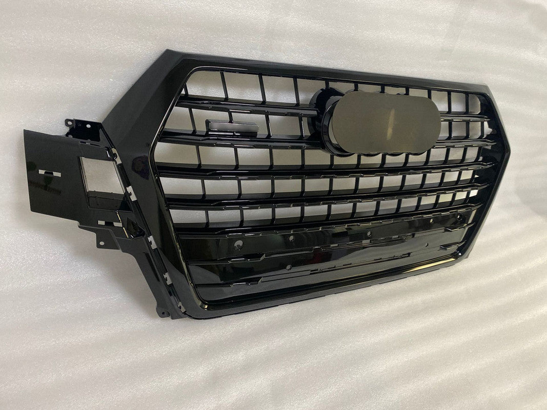 Front Bumper Grille Fit for 2017 2018 2019 Q7 RSQ7 Honeycomb Mesh Style Bumper Grille Gloss Black Mesh