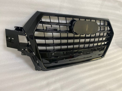 Front Bumper Grille Fit for 2017 2018 2019 Q7 RSQ7 Honeycomb Mesh Style Bumper Grille Gloss Black Mesh