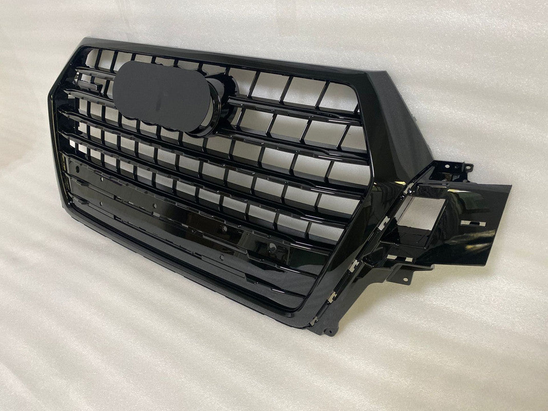 Front Bumper Grille Fit for 2017 2018 2019 Q7 RSQ7 Honeycomb Mesh Style Bumper Grille Gloss Black Mesh